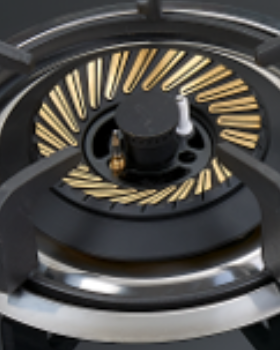2 Burner Black Tempered Glass Built-in Gas Hob LPG/NG with Brass Burner Cap for Hotel, Cafe | CHEFF