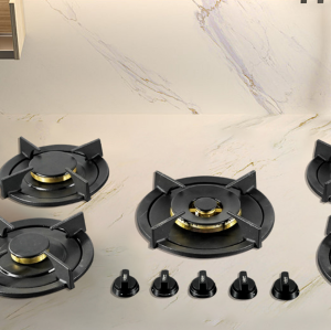 5 Burner Sintered Stone Gas Stove Built-in LPG/NG Cooktop with OEM/ODM for Household Use | CHEFF