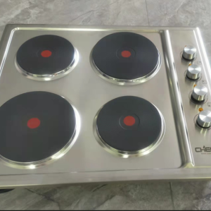 24 Inch 4 Zone Solid Hot Plate Stainless Steel Electric Hob with Knob Control for Household | CHEFF