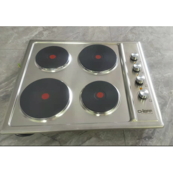 24 Inch 4 Zone Solid Hot Plate Stainless Steel Electric Hob with Knob Control for Household | CHEFF