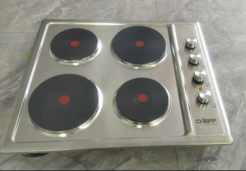24 Inch 4 Zone Solid Hot Plate Stainless Steel Electric Hob with Knob Control for Household | CHEFF