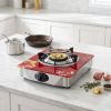 1 Burner 3D Printing Tempered Glass LPG/NG Gas Stove with Enamel Pan Support for Household | CHEFF