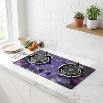 2 Burner Tempered Glass Built-in LPG/NG Infrared Gas Hob with Cast Iron Pan Support for Home | CHEFF