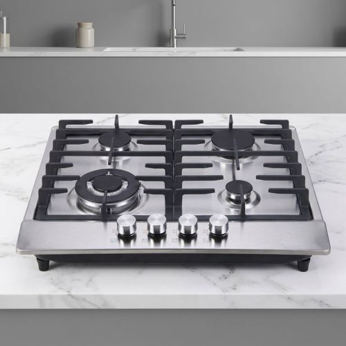 4 Burner Built-in Gas Hob Stainless Steel Gas Cooktop LPG/NG with Knob Control for Kitchen | CHEFF