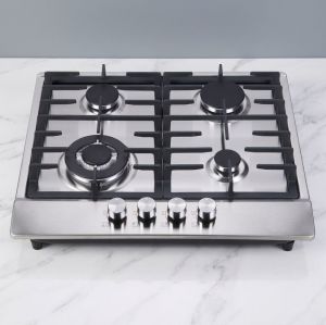 4 Burner Built-in Gas Hob Stainless Steel Gas Cooktop LPG/NG with Knob Control for Kitchen | CHEFF