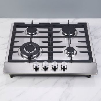 4 Burner Built-in Gas Hob Stainless Steel Gas Cooktop LPG/NG with Knob Control for Kitchen | CHEFF
