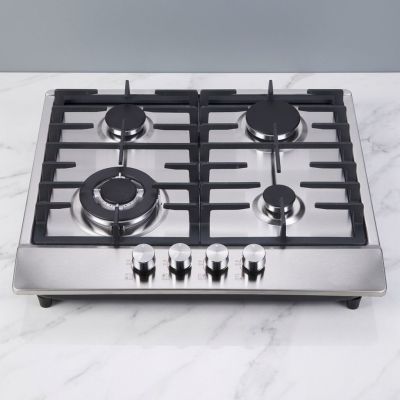 4 Burner Built-in Gas Hob Stainless Steel Gas Cooktop LPG/NG with Knob Control for Kitchen | CHEFF