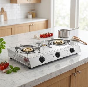 2 Burner Stainless Steel Tabletop Gas Stove LPG/NG with CKD Export Support for Home Use | CHEFF