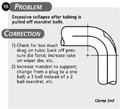Excessive collapse after tubing is pulled off mandrel balls adjust