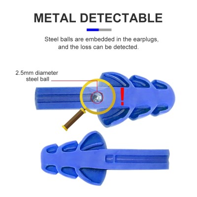 Wholesale Metal Detectable Silicone Earplugs ES3101 for Industry|Customize Earplugs Manufacturer