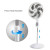 SIBOLUX 18 Inch Electric Fan 3 In 1 with Remote | Plastic Pedestal Fan With 85W Powerful Wind