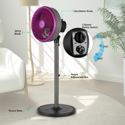 12 inch high speed stand fan With Oscillation | Adjustable 12 inch metal stand fan