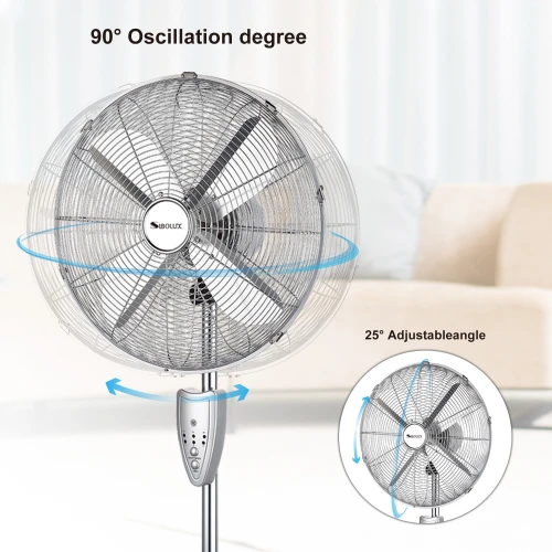 Ventilateur sur pied en métal de 16 pouces avec télécommande | Ventilateur sur pied rétro de 16 pouces | Ventilateur oscillant avec minuterie