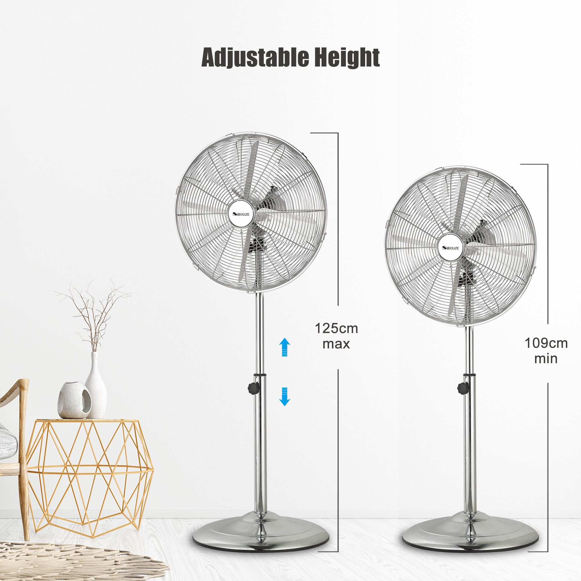 16-Inch Height Adjustable Strong Wind Industrial Metal Stand Fan