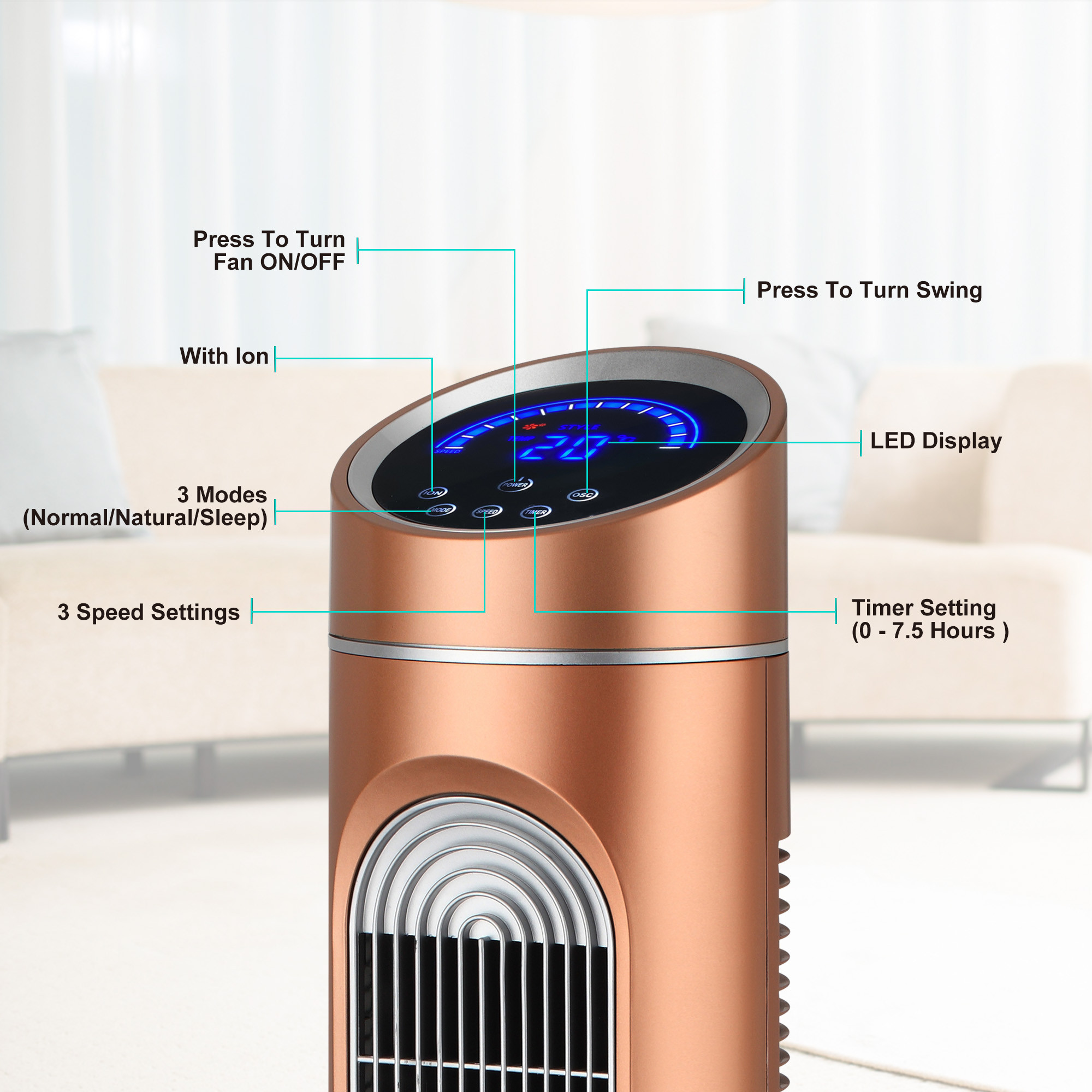  Touch Panel 50 inch Tower fan with remote control TF-50R