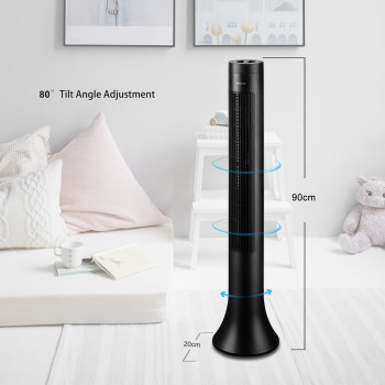 Sibolux Oscillating 36 inch Tower Fan | 50W Electric Bladeless Fan | Indoor Cooling Tower Fan