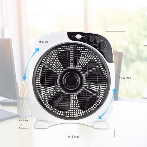 Wholesale 12 Inch Electric Fan with timer | Full Plastic Cooling Box Fan | Small Air Circulator Floor Fan