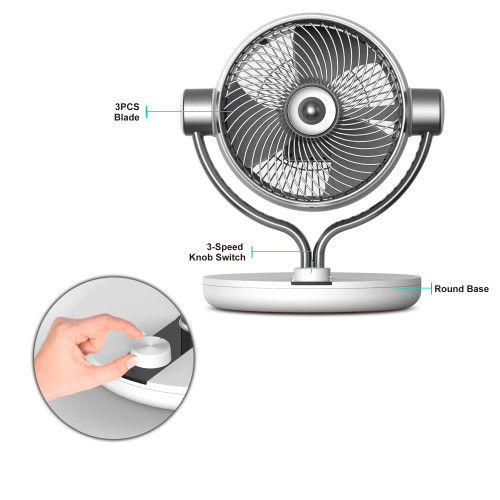 9 Inch DC Turbo Force Table Fan | Powerful Airflow Desk Fan | DC Cooling Circulation Fan | Portable Desktop Fan with Oscillation