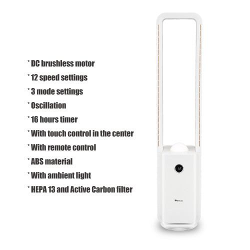 SIBOLUX 45 Inch Bladeless Tower Fan | Cooling Circulator Standing Fan | Bladeless Air Purified Fan