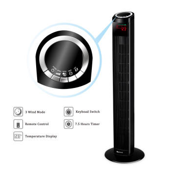 SIBOLUX 36 Inch Bladless Stand Fan With Remote | 50W Ventilateur Air Circulator | Portable Tower Fan