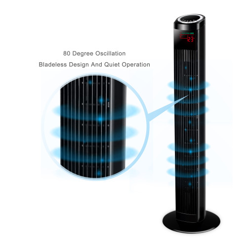 SIBOLUX 36 Inch Bladless Stand Fan With Remote | 50W Ventilateur Air Circulator | Portable Tower Fan