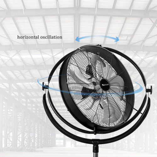 Ventilateur sur pied SIBOLUX 20 pouces haute vitesse | Ventilateur industriel à tambour 360 degrés | Ventilateur sur pied robuste