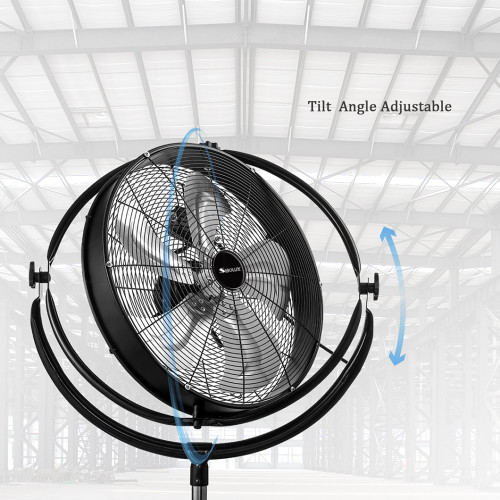 Ventilateur sur pied SIBOLUX 20 pouces haute vitesse | Ventilateur industriel à tambour 360 degrés | Ventilateur sur pied robuste
