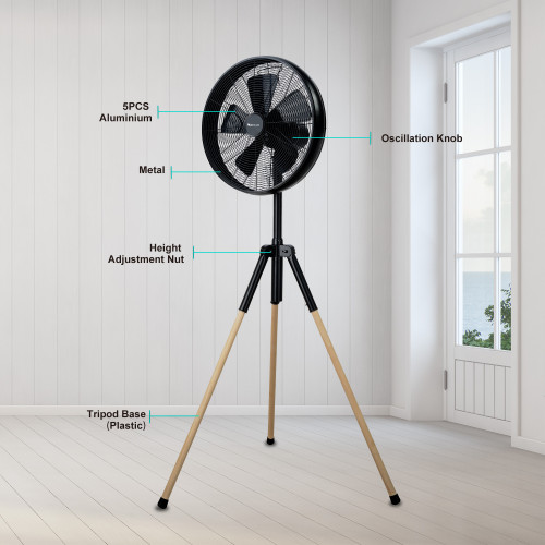 SIBOLUX 16 inch Tripod Metal Pedestal Fan | Retro Stand Fan | Ventilateur Electric Standing Fan
