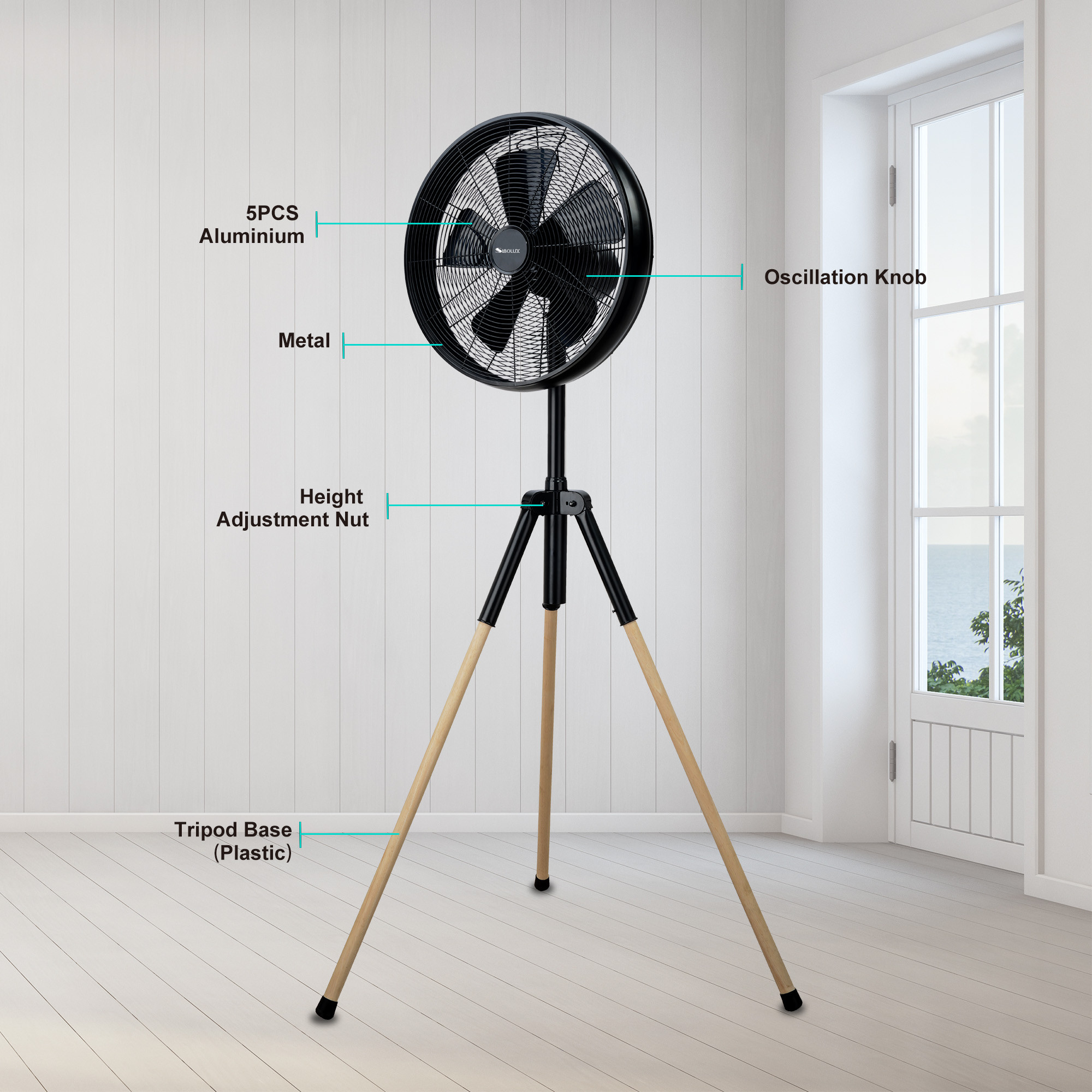 Sibolux 16 Inch Metal Tripod Standing Fan FD-40MD