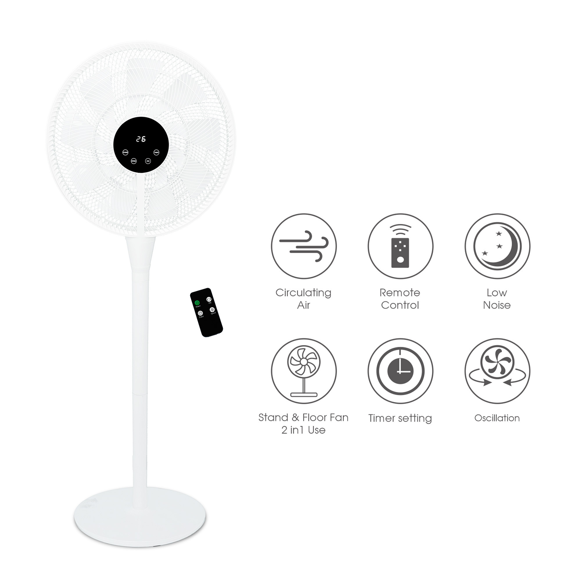 Sibolux 16 Inch Circulation Fan 2 In 1 DC-1602