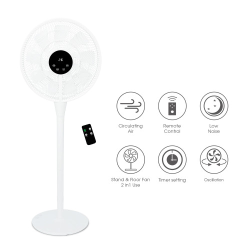 SIBOLUX 16 inch DC Stand Fan With Remote | 2 In 1 Circulation Fan  |  DC Pedestal Fan 2 In 1
