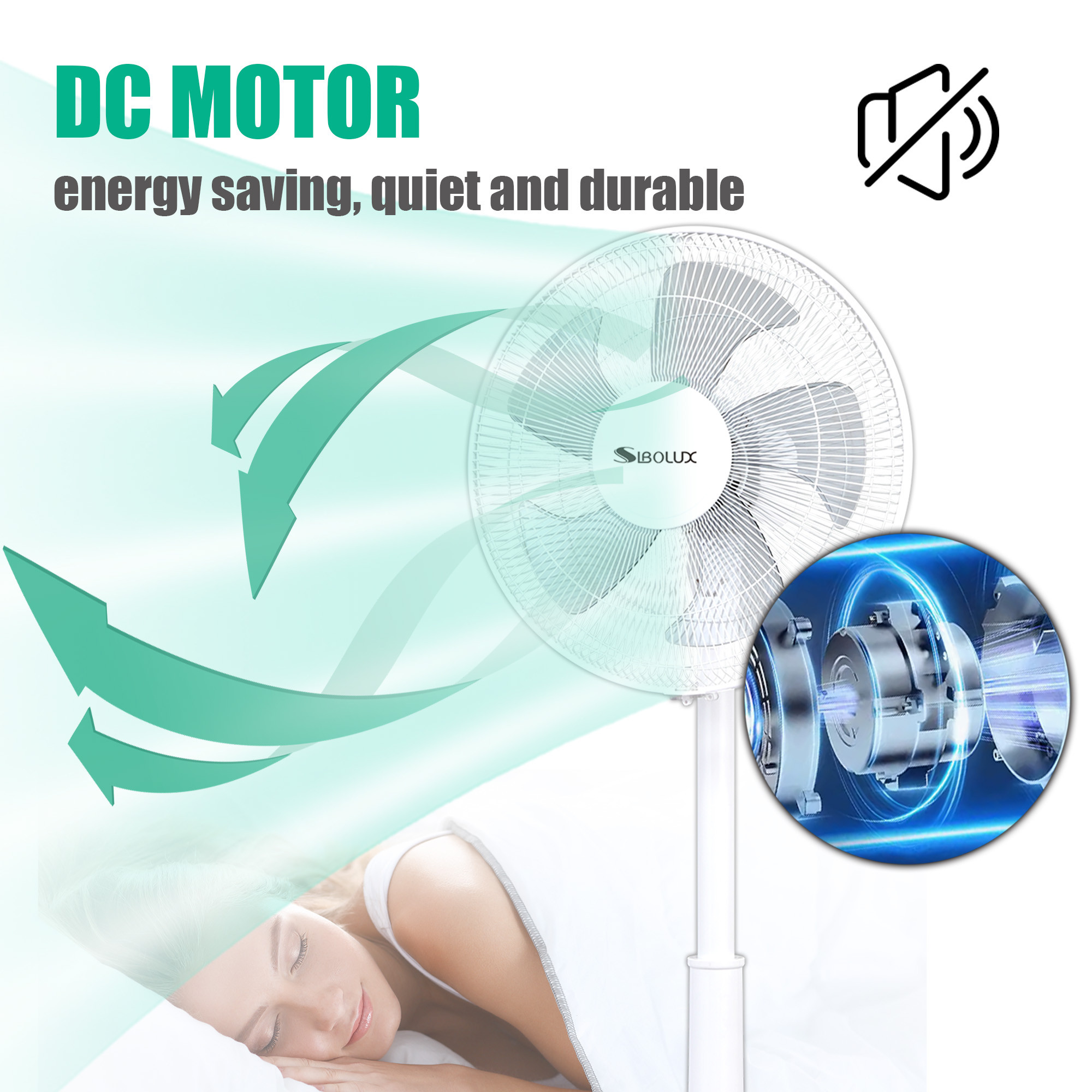 Sibolux 14 Inch 2 In 1 Standing Fan DC-1401