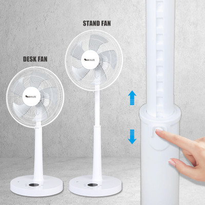 SIBOLUX 14 inch DC 2 In 1 Fan With Remote | Portable DC Stand Fan | DC Circulating Pedestal Fan