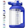 Water bottle with time mark,with straw and handle, leak proof cover, secure and Copolyester
