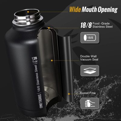 Insulated stainless steel water bottle, large gallon water bottle,portable bags with cord handle