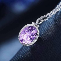 Natural amethyst pendant female sterling silver necklace
