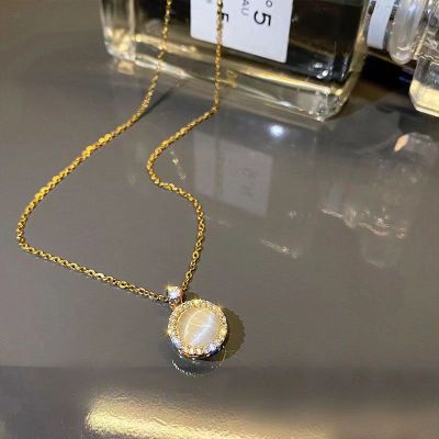 925 silver necklace, female cat's eye stone, silver pendant, collarbone chain, silver jewelry