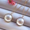 Round oval natural freshwater pearl pendant