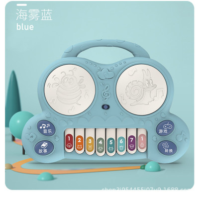 Children's early education hand beat drum toys baby multifunctional piano sound light music