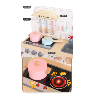 New Wooden Sound-light Refrigerator girl KitchenSet Children's Play House