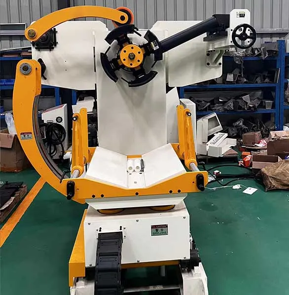 Hydraulic decoiler with coil loading car in the factory