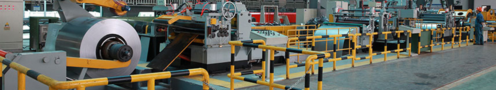 Automatic decoiler integrated with servo feeder system in modern metal stamping factory, industrial automation production line, realistic environment