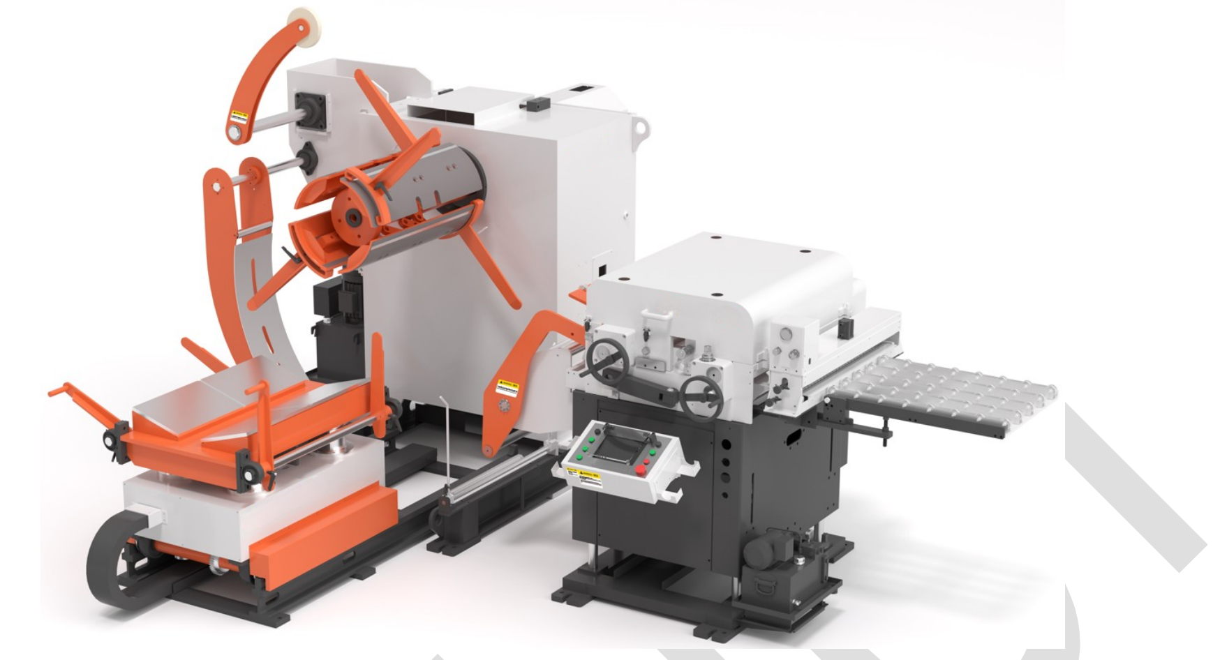 Strip span between an NC straightener feeder and a press die on a coil line