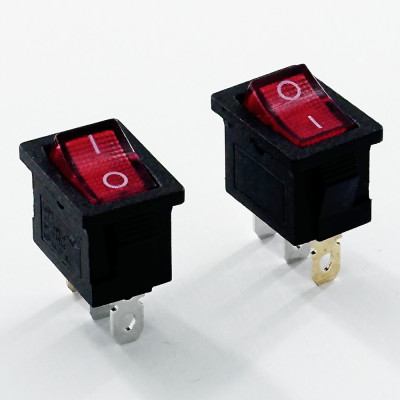 KCD1-D Led Light Red Button 6A/10A 250V/125VAC 3Pins 3 Positions Momentary Rocker Switch