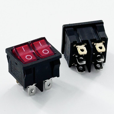KCD1-K 6A/10A 250V/125VAC 4Pins/6Pins 2 Gang Rocker Light Switch