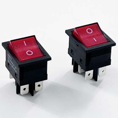 KCD4-C 30A High Current 250V/125VAC Black Case Red Button T85 6 Pins Rocker Light Switch
