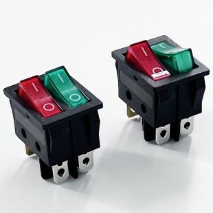 KCD6-B 2 Gang ON OFF ON Red and Green Button 4 Pins/6 Pins Dpdt Rocker Light Switch