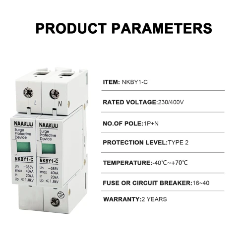 NAAKUU NKBY1-C 1P+N Защитное устройство от скачков напряжения SPD электрическое для всего дома