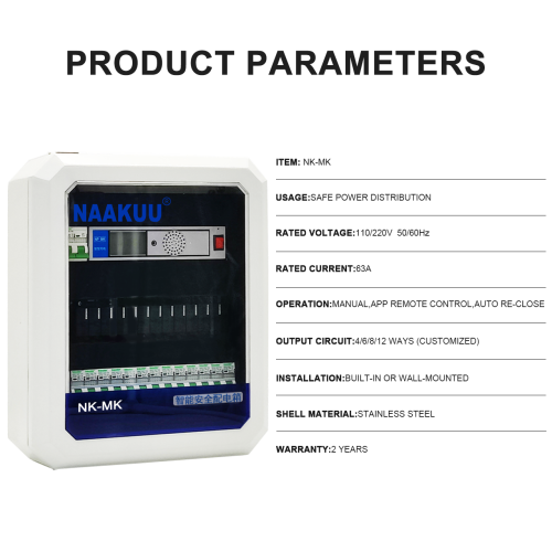 Caja de distribución de energía inteligente eléctrica personalizada con control de aplicación NAAKUU NK-MK