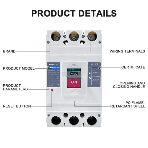 OEM/ODM NKM2-400 3P MCCB de alta capacidad de 400 amperios para sistemas trifásicos